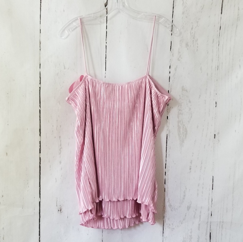 Women's Plus Size Pleated Pink Tank Top - Picture 2 of 8
